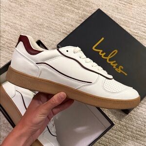 Lulu's Cream and Burgundy womens Sneakers